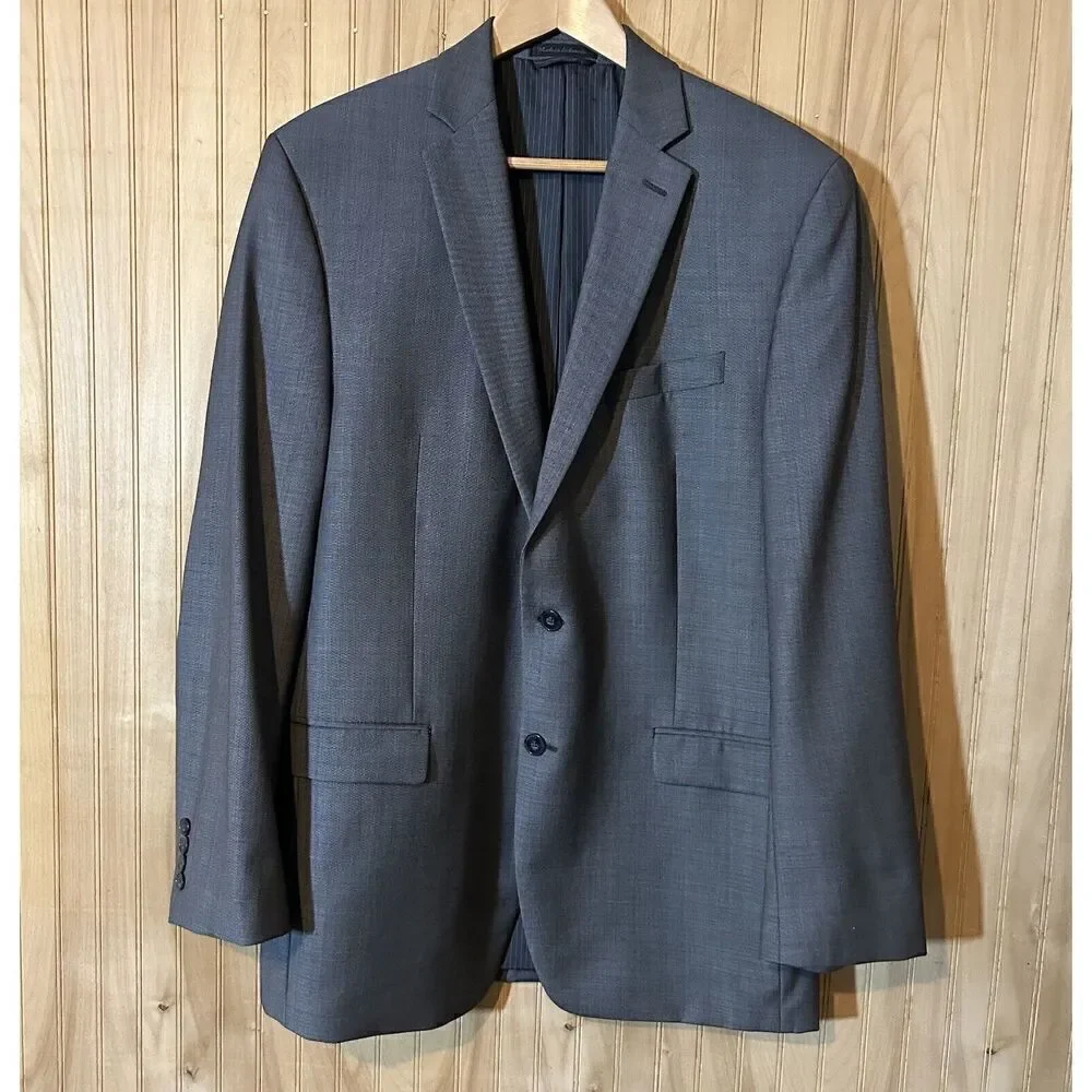 CALVIN KLEIN Men's 40L Slim Fit Gray 100% Wool Blazer Sport Coat Suit Jacket